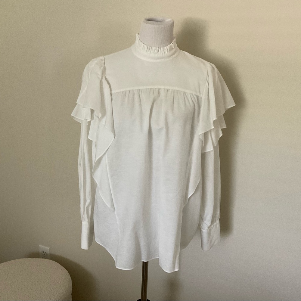 MASSIMO DUTTI  WHITE RAMIE BLOUSE IN SIZE 12 .